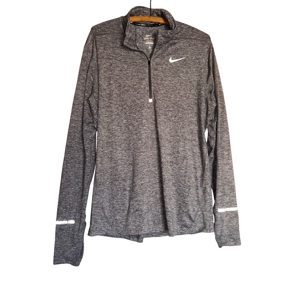 Nike Dri-FIT Men's M Gray Heather Quarter Zip Running Pullover Shirt Athleisure‎